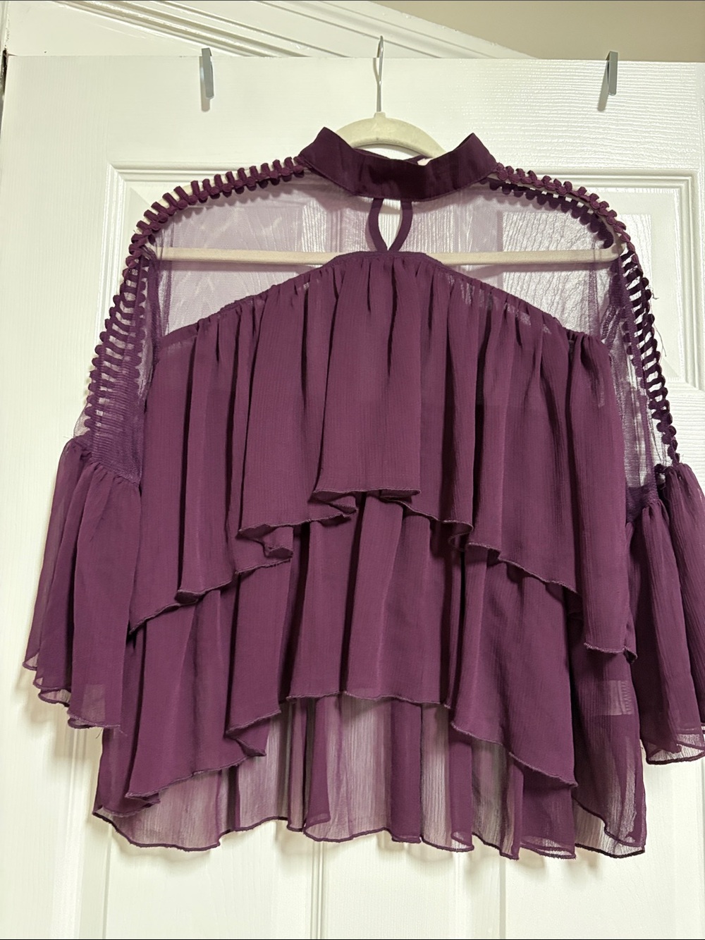 Women’s Ruffled Mock Neck Top - Plum